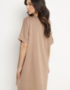 ambitionfly Rochie Ciemnobej Tip cutie cu Viscoză și Imprimeu Decorativ Elaniriel