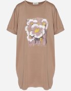 ambitionfly Rochie Ciemnobej Tip cutie cu Viscoză și Imprimeu Decorativ Elaniriel