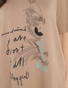 ambitionfly Rochie Dreaptă Bej din Viscoză și cu Imprimeu Decorativ Amoara