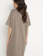 ambitionfly Rochie dreaptă bej închisă cu vâscoză și imprimeu decorativ Amoara