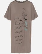 ambitionfly Rochie dreaptă bej închisă cu vâscoză și imprimeu decorativ Amoara