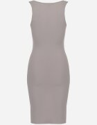 ambitionfly Rochie Gri Mulată Fără Mâneci din Bumbac Elastic cu Nituri Decorative Zimelia