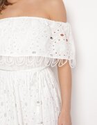 ambitionfly Rochie maxi albă din bumbac stil boho decorată cu broderie ajurată Hellvia