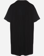 ambitionfly Rochie neagră dreaptă cu viscoză și imprimeu decorativ Amoara