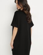 ambitionfly Rochie Neagră tip cutie cu Viscoză și Imprimeu Decorativ Elaniriel