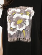 ambitionfly Rochie Neagră tip cutie cu Viscoză și Imprimeu Decorativ Elaniriel