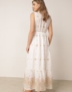 ambitionfly Rochie rustică din bumbac decorată cu broderii și volane Eudarpia Bej
