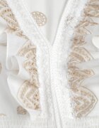 ambitionfly Rochie rustică din bumbac decorată cu broderii și volane Eudarpia Bej