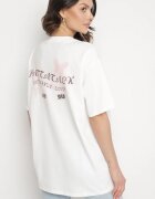 ambitionfly T-shirt Alb Oversize din Bumbac cu Imprimeu cu Fluture Nonatira