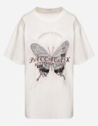 ambitionfly T-shirt Alb Oversize din Bumbac cu Imprimeu cu Fluture Nonatira