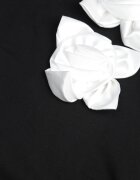 ambitionfly T-shirt Clasic Negru și Alb din Bumbac Decorat cu Aplicație 3D în formă de Flori Noebel