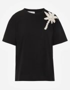 ambitionfly T-shirt din bumbac cu aplicație decorativă din perle și zirconii Haidea Negru