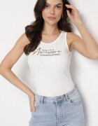 ambitionfly Top Alb cu Bumbac și Imprimeu Decorativ Viannaes