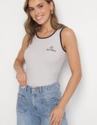 ambitionfly Top Gri din viscoză decorat cu imprimeu Amovara