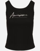 ambitionfly Top Negru cu Bumbac și Imprimeu Decorativ Viannaes