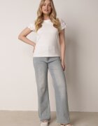 ambitionfly Tricou Alb de bumbac cu mâneci din dantelă Carilynore