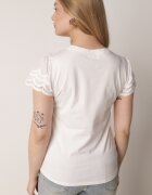 ambitionfly Tricou Alb de bumbac cu mâneci din dantelă Carilynore