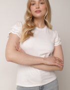 ambitionfly Tricou Alb de bumbac cu mâneci din dantelă Carilynore
