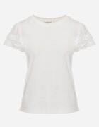 ambitionfly Tricou Alb de bumbac cu mâneci din dantelă Carilynore