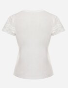 ambitionfly Tricou Alb de bumbac cu mâneci din dantelă Carilynore