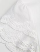 ambitionfly Tricou Alb de bumbac cu mâneci din dantelă Carilynore