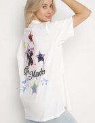 ambitionfly Tricou Alb din Bumbac Decorat cu Stele Karretia