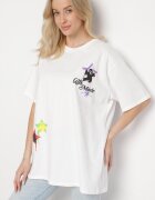 ambitionfly Tricou Alb din Bumbac Decorat cu Stele Karretia