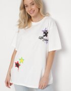 ambitionfly Tricou Alb din Bumbac Decorat cu Stele Karretia