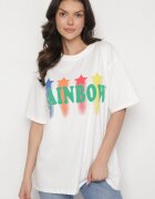 ambitionfly Tricou Alb Oversize cu Imprimat Colorat și Steluțe Iloviela