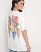 ambitionfly Tricou Alb Oversize cu Imprimat Colorat și Steluțe Iloviela