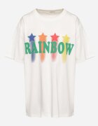 ambitionfly Tricou Alb Oversize cu Imprimat Colorat și Steluțe Iloviela