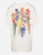 ambitionfly Tricou Alb Oversize cu Imprimat Colorat și Steluțe Iloviela