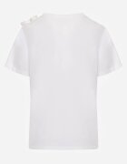 ambitionfly Tricou Clasic Alb din Bumbac Ornat cu Aplicație 3D în Formă de Flori Noebel