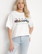 ambitionfly Tricou Oversize Alb cu Imprimeu în Față și Stele pe Spate Ilanlith