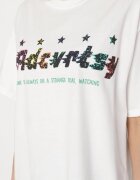 ambitionfly Tricou Oversize Alb cu Imprimeu în Față și Stele pe Spate Ilanlith