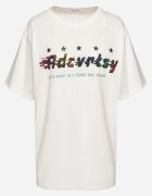 ambitionfly Tricou Oversize Alb cu Imprimeu în Față și Stele pe Spate Ilanlith