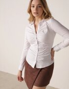 ann gissy Cămașă Albă Încrețită cu Bumbac Rolliena