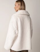 ann gissy Geacă Albă de Blană cu croială la două rânduri Oversize netezită