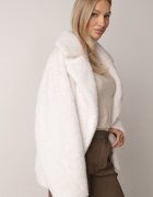ann gissy Geacă Albă de Blană cu croială la două rânduri Oversize netezită