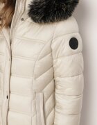 ann gissy Geacă bejă matlasată de iarnă lungă cu glugă detașabilă cu blană Mintoria