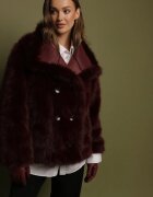 ann gissy Geacă Bordo Reversibilă în Stil Biker cu Blăniță Aflita