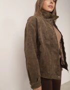 ann gissy Geacă de tranziție din imitație de piele întoarsă în stil retro cu elastic la bază și guler Eurika Verde