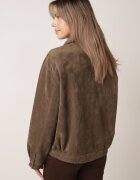 ann gissy Geacă de tranziție din imitație de piele întoarsă în stil retro cu elastic la bază și guler Eurika Verde