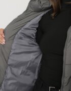 ann gissy Geacă matlasată lungă gri închis cu curea glugă și guler dublu Ravigan