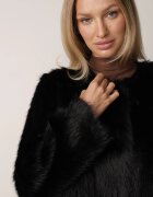 ann gissy Geacă neagră de blană cu croială simplă și buzunare Awilise