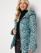 ann gissy Geacă verde deschis matlasată cu imprimeu leopard cu cordon Uvbovia