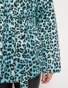 ann gissy Geacă verde deschis matlasată cu imprimeu leopard cu cordon Uvbovia