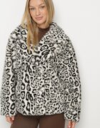 ann gissy Jachetă Albă din Blană Artificială cu imprimeu leopard cu buzunare Fidelis