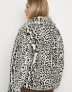 ann gissy Jachetă Albă din Blană Artificială cu imprimeu leopard cu buzunare Fidelis