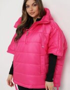 ann gissy Jachetă Fucsia Matlasată Tip Pulover cu Glugă și Mâneci 3/4 Arifne